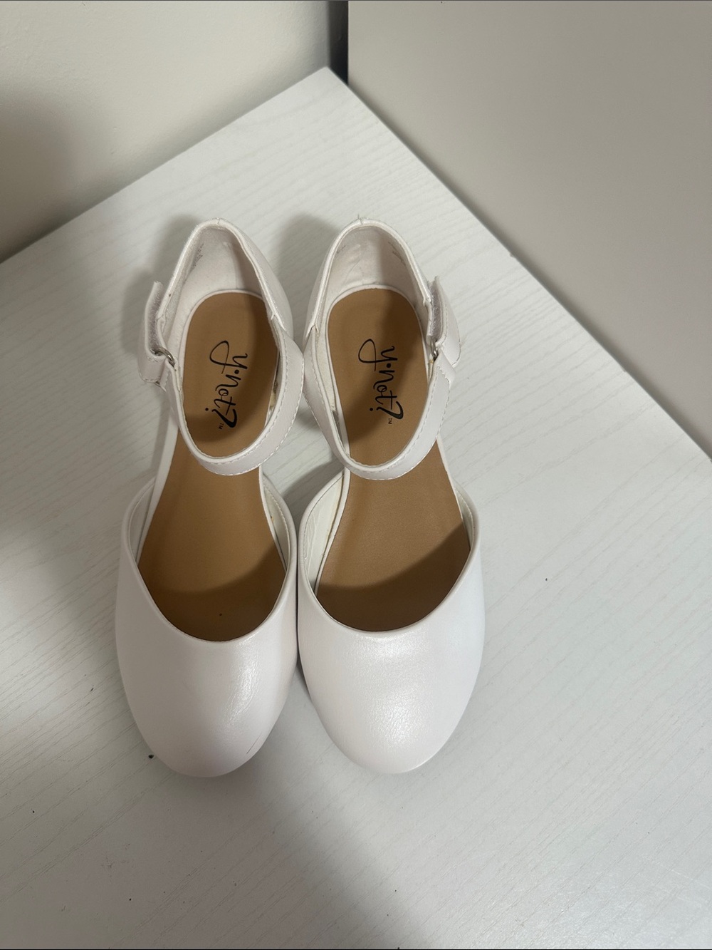 Girls' White Ankle-Strap Dress Flats